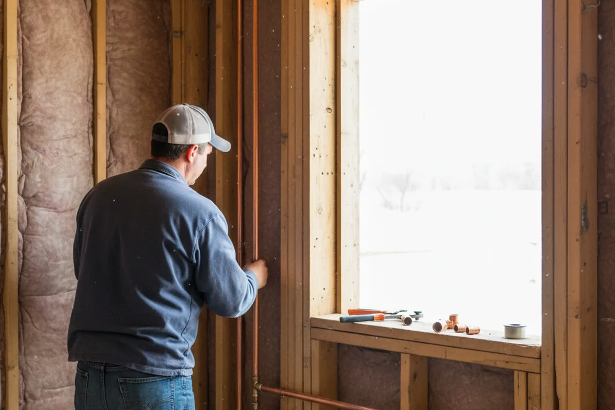Licensed plumber running new copper supply lines in a Indian Valley home
