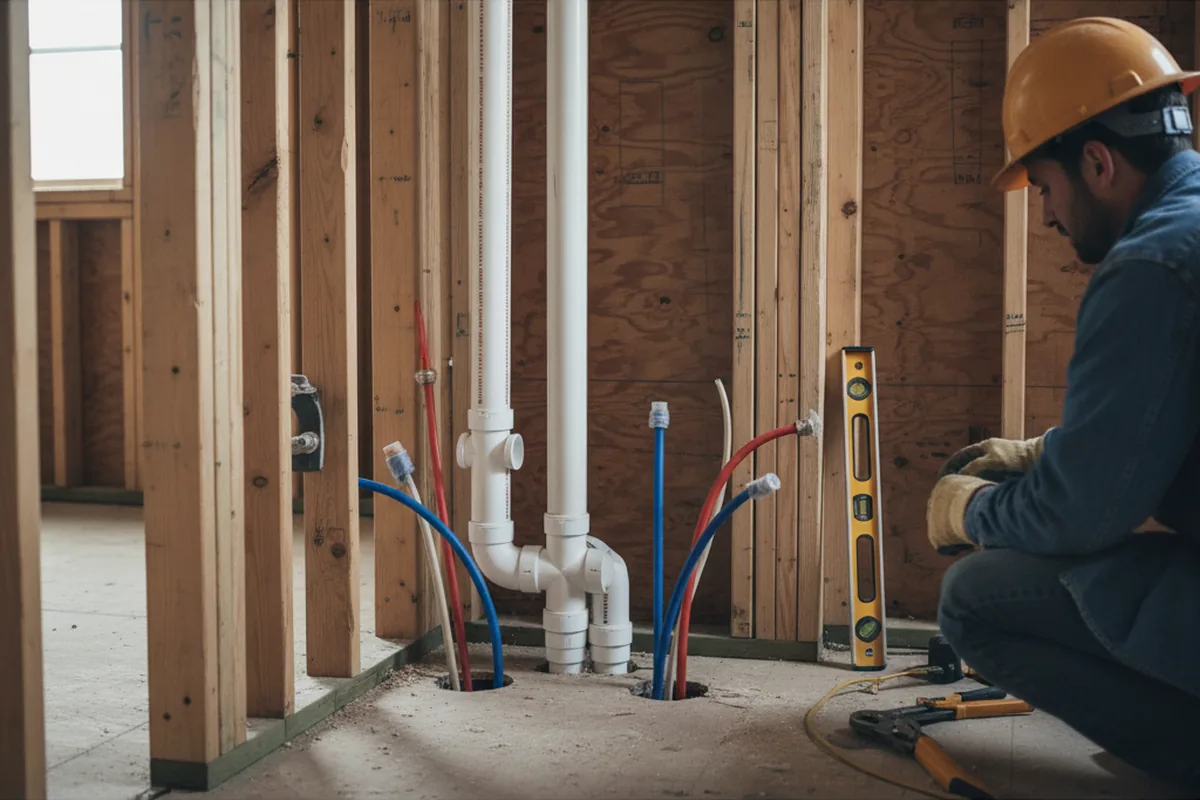 Drain and supply rough-in during Sump Pump Repair in Indian Valley