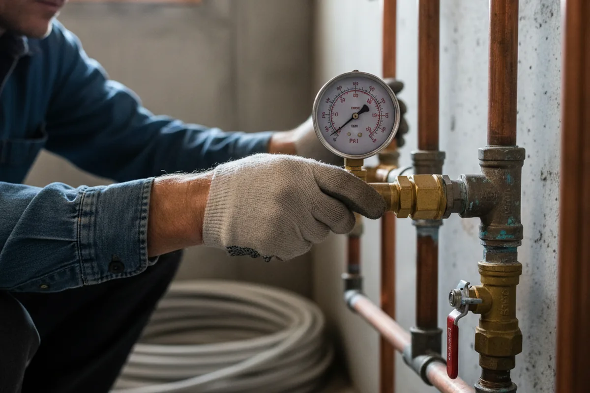 Pressure testing a repaired line during Water Line Repair in Indian Valley